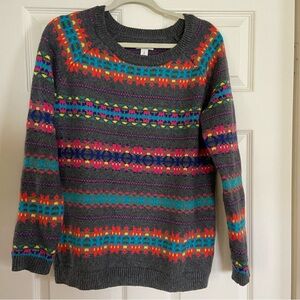 Old Navy  Fair Isle Sweater Colorful Pull Over Sweater Large
